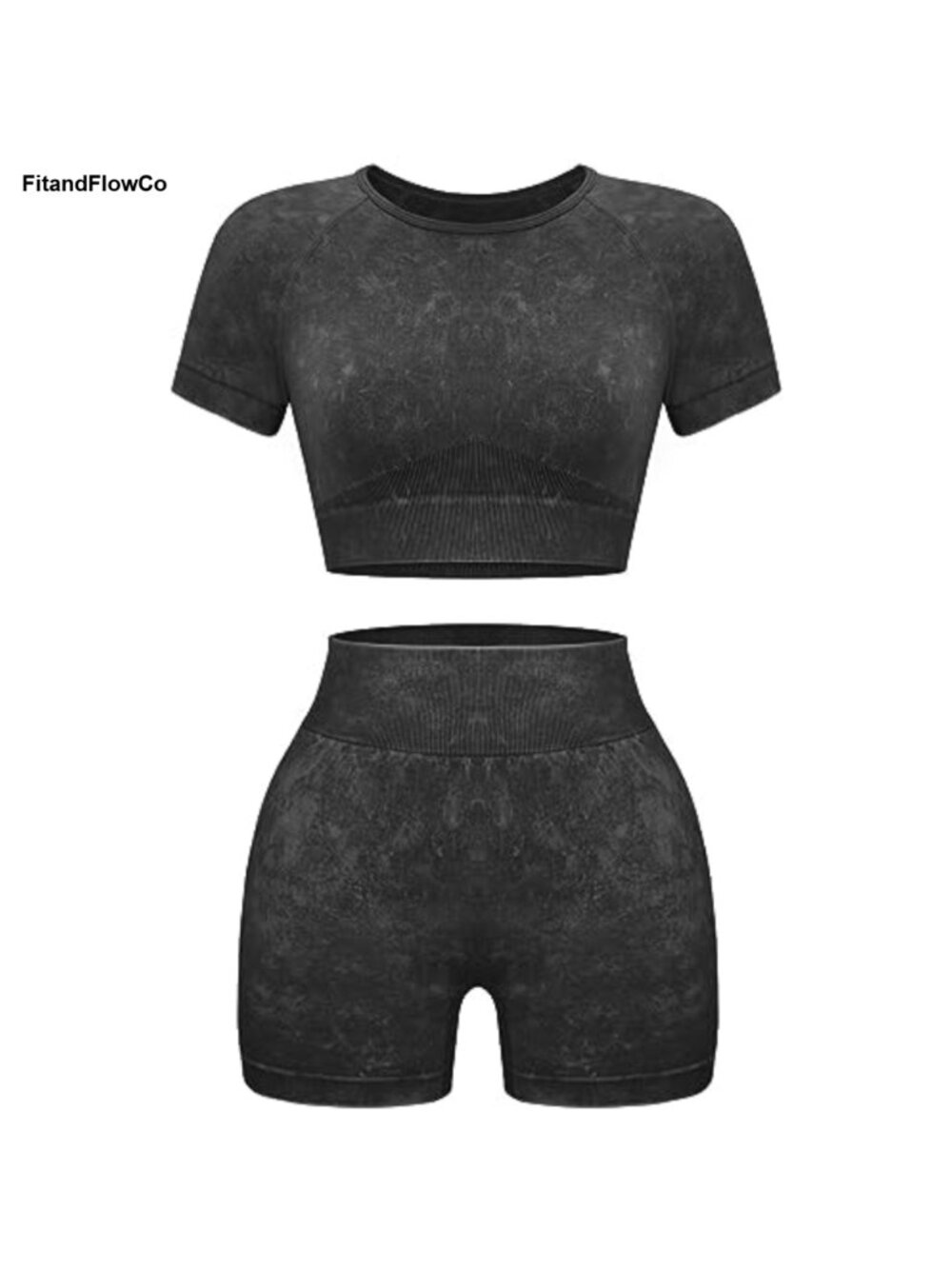 Seamless 2 Piece Gym Set Crop Top High Waist Shorts